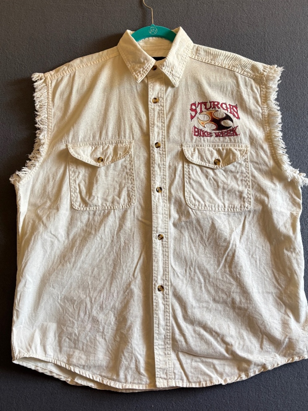 Thunder Threads 2007 Bike Week Cutoff Sleeveless Button Vest/Shirt Y2K Size XL